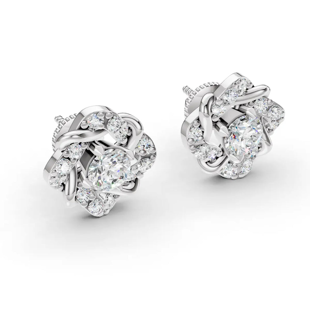 Fleur Halo Diamond Earrings