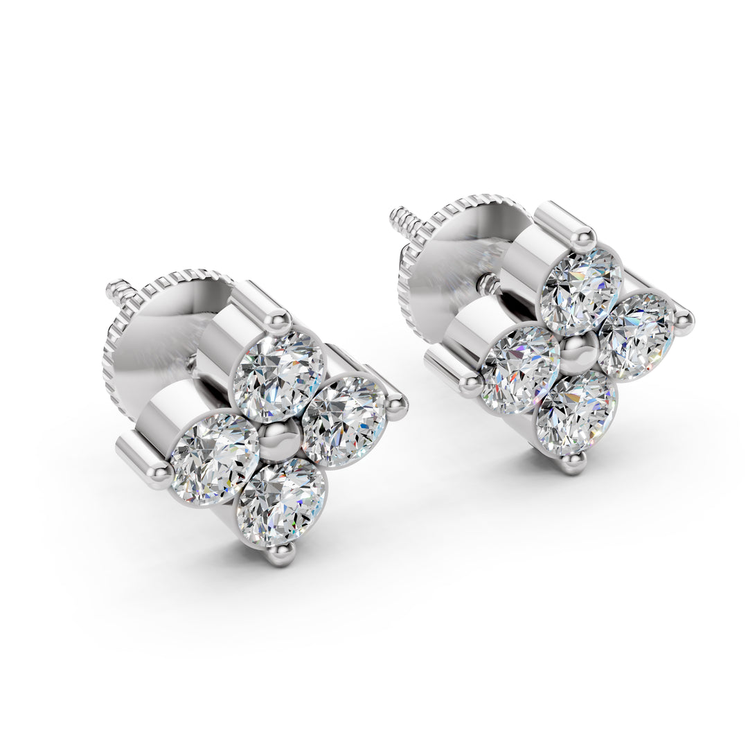 Classic Four Petal Diamond Earrings
