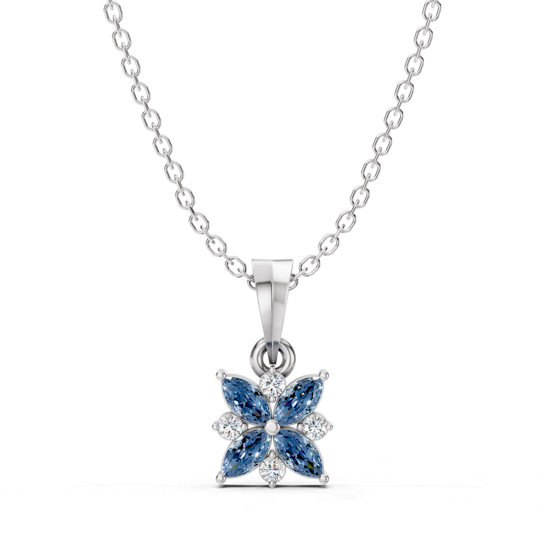 Midnight Bloom Sapphire Pendant-With chain