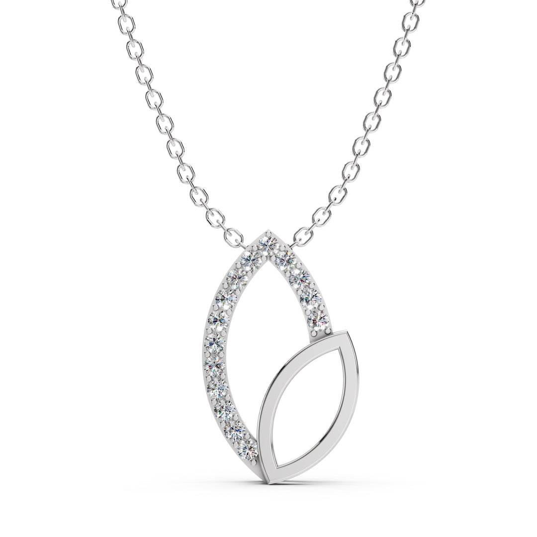 Lustra Dual Leaf Diamond Pendant-With chain
