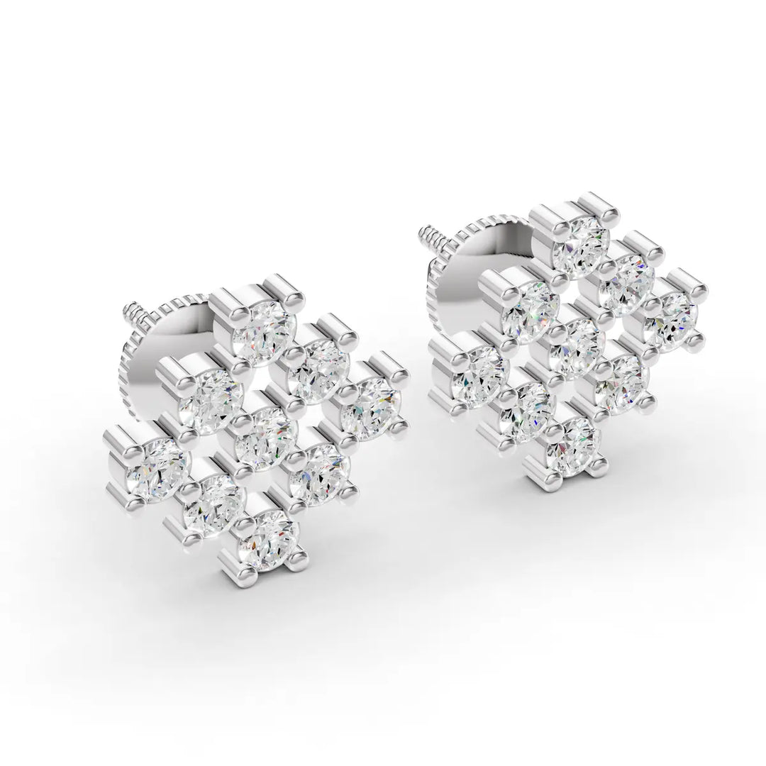 Cluster Spark Diamond Stud Earrings