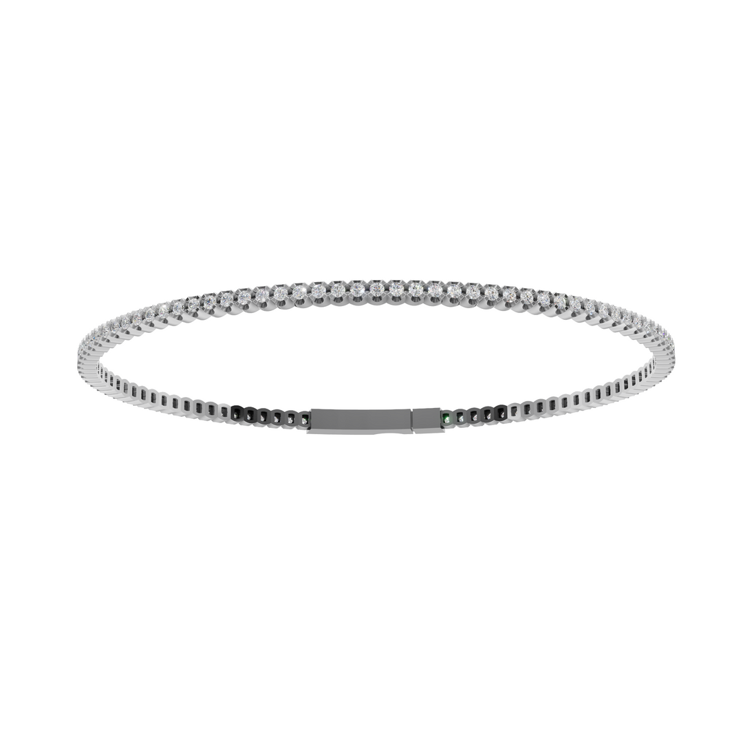 Tennis Bangle Bracelet - 18Kt Gold Vermeil & Rose Gold Vermeil