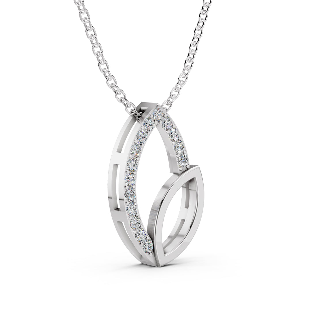Lustra Dual Leaf Diamond Pendant-With chain