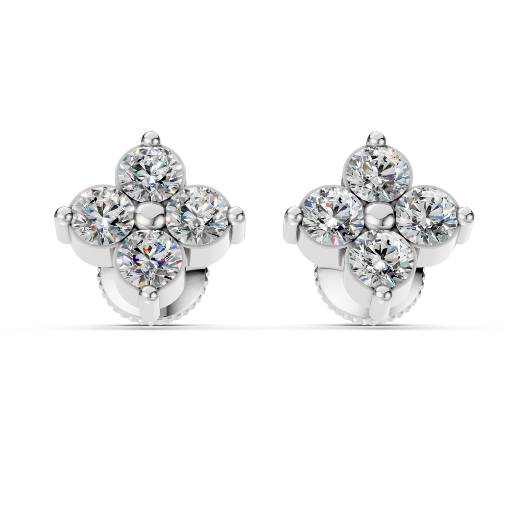 Classic Four Petal Diamond Earrings