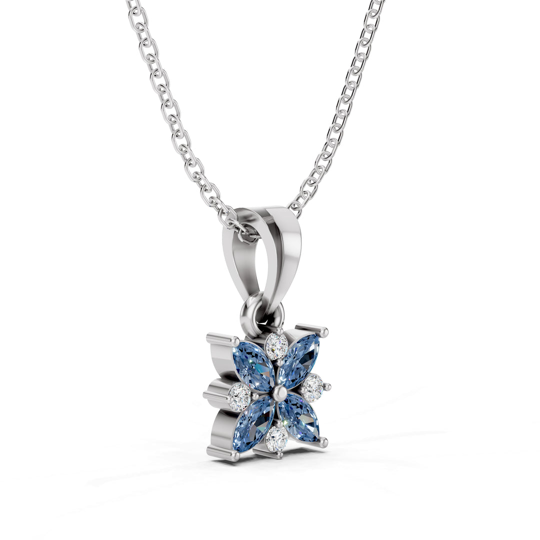 Midnight Bloom Sapphire Pendant-With chain