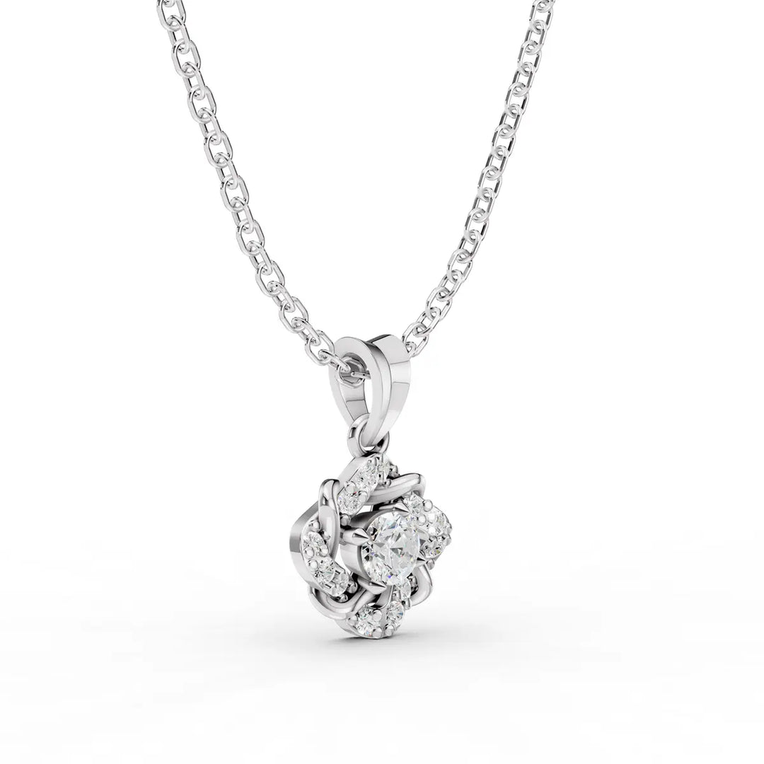 Fleur Halo Diamond Pendant-With chain
