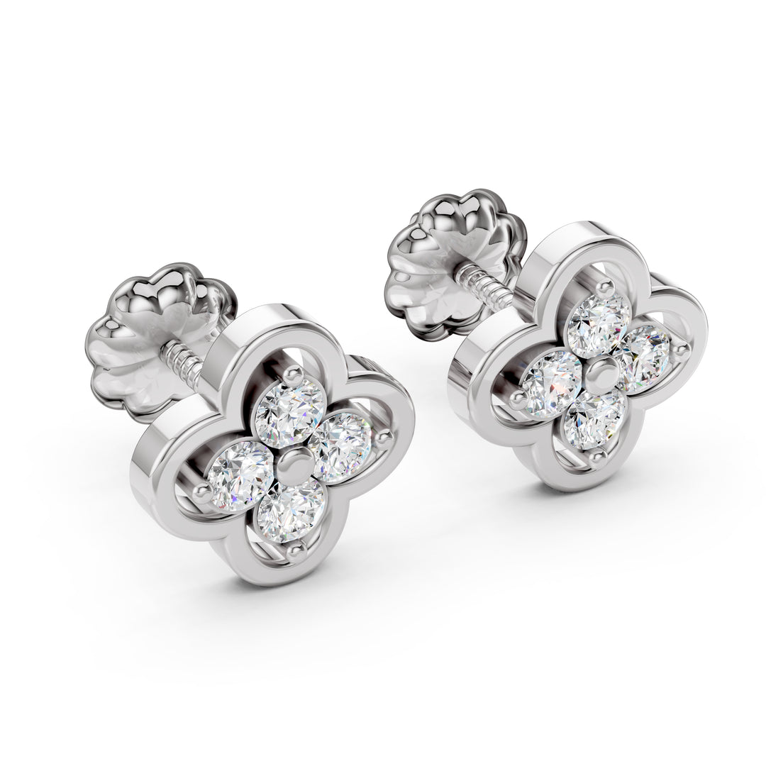 Petal Bloom Diamond Stud Earrings