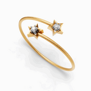 Twin Star Diamond Open Bracelet - 18Kt Gold vermeil