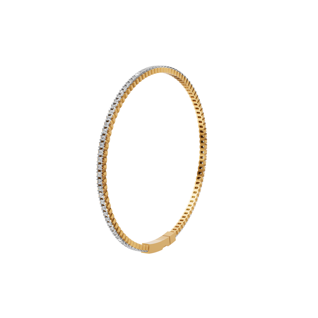 Tennis Bangle Bracelet - 18Kt Gold Vermeil & Rose Gold Vermeil