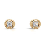 Load image into Gallery viewer, Bezel Set Diamond Solitaire Earring - 18Kt Gold vermeil
