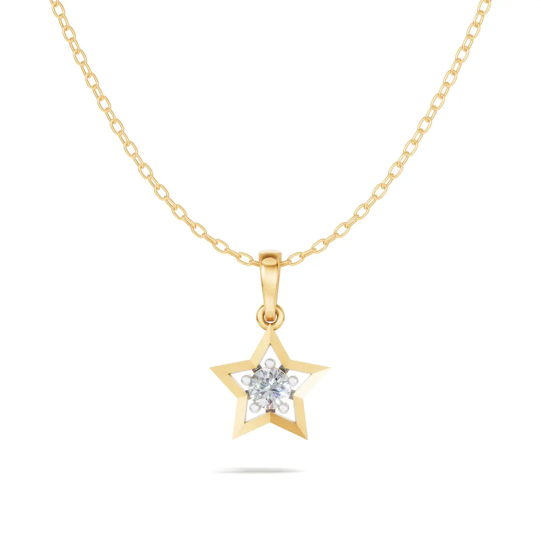 Open Star Diamond Pendant - 18Kt Gold vermeil