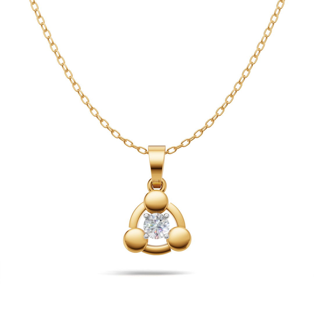 Floating Diamond Solitaire Pendant - 18Kt Gold vermeil