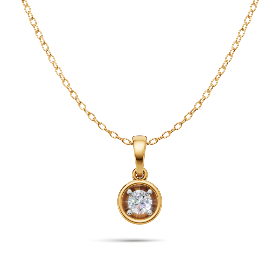 Bezel Set Diamond Solitaire Pendant - 18Kt Gold vermeil