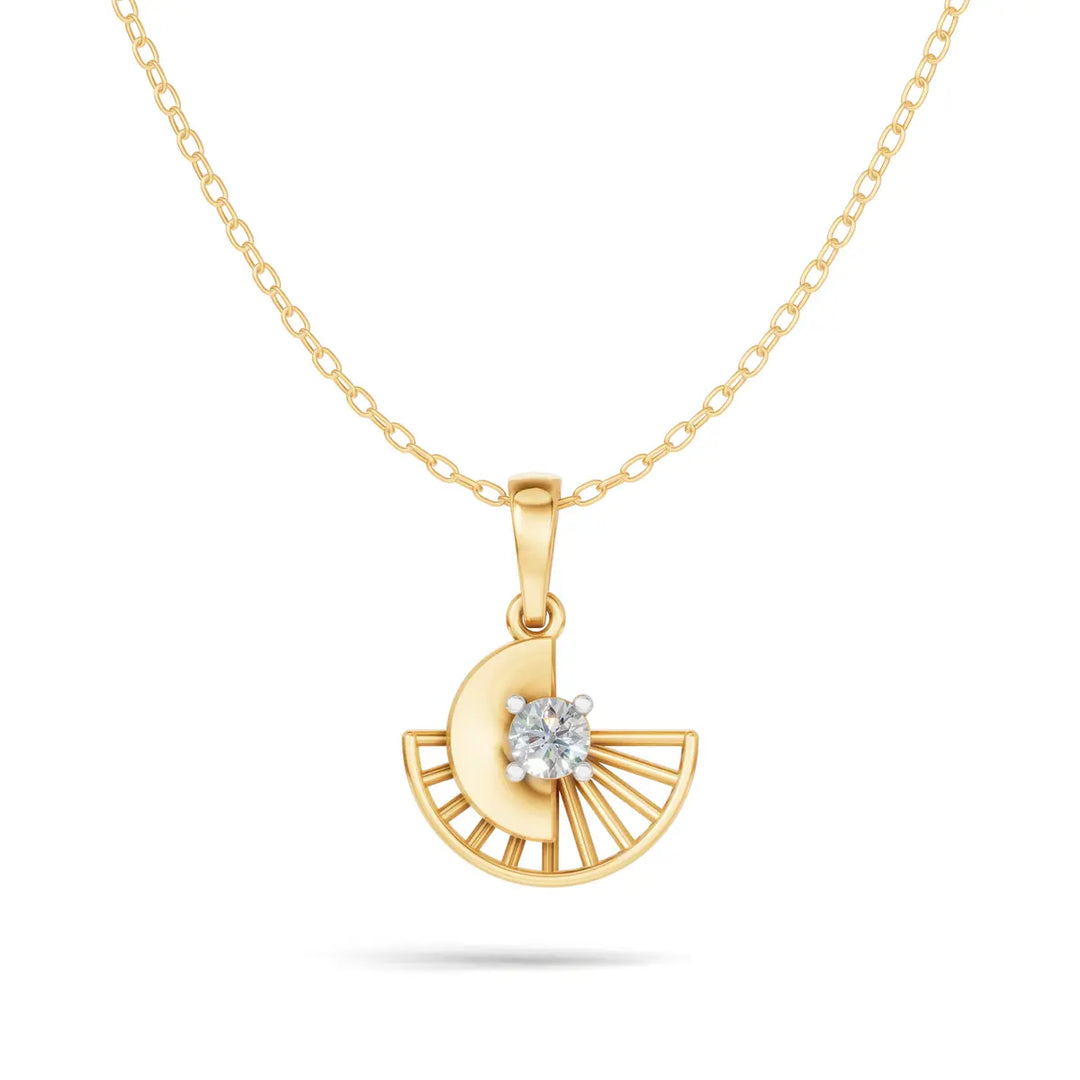 Diamond Sunburst Pendant - 18Kt Gold vermeil