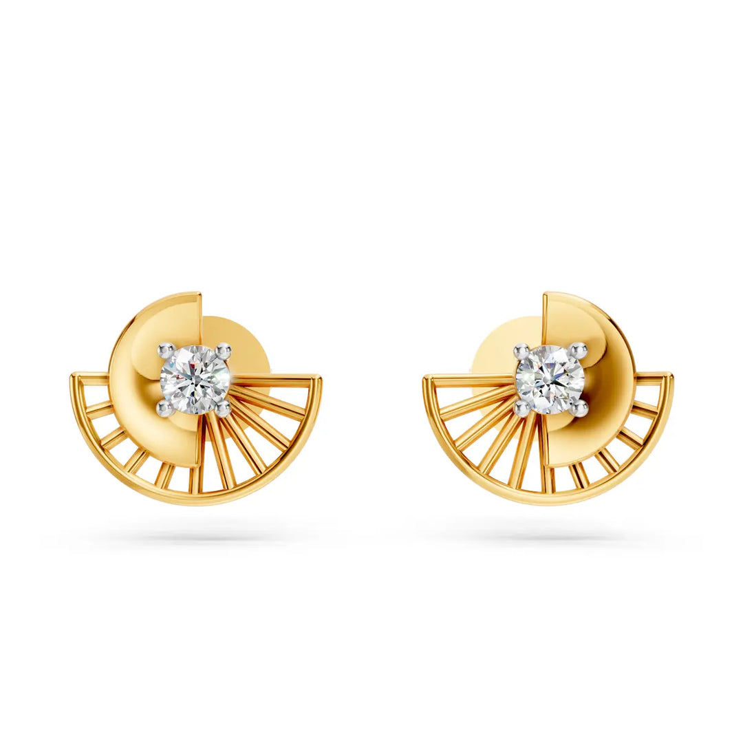 Diamond Sunburst Stud Earrings - 18Kt Gold vermeil