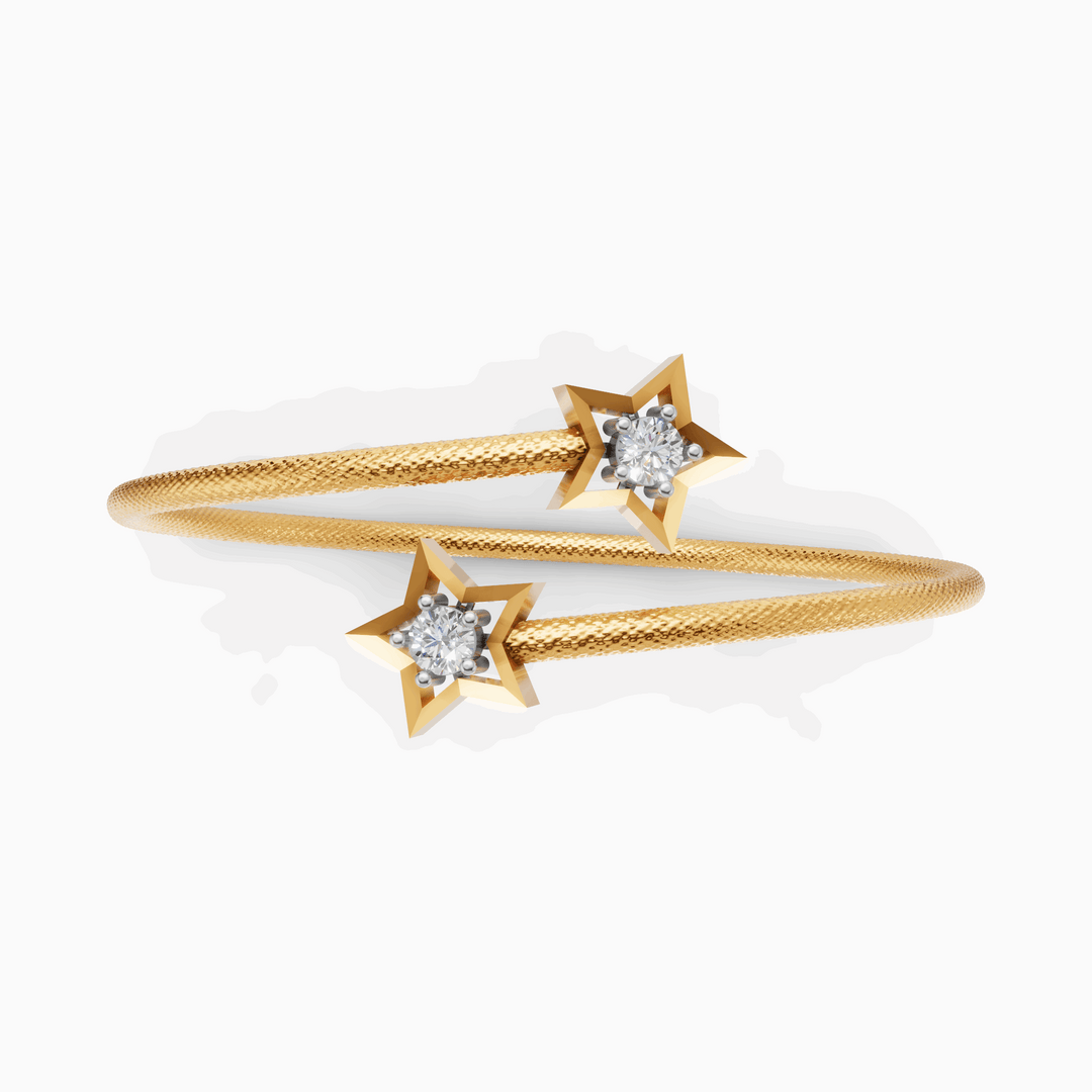 Twin Star Diamond Open Bracelet - 18Kt Gold vermeil