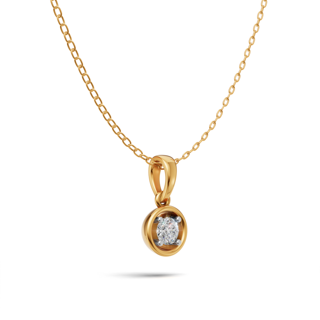 Bezel Set Diamond Solitaire Pendant - 18Kt Gold vermeil