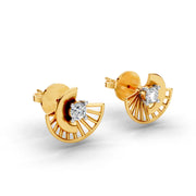 Diamond Sunburst Stud Earrings - 18Kt Gold vermeil