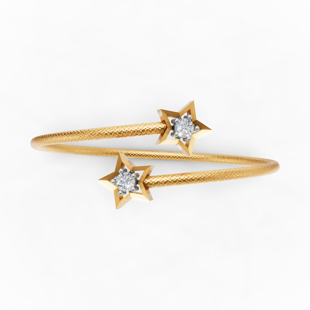 Twin Star Diamond Open Bracelet - 18Kt Gold vermeil