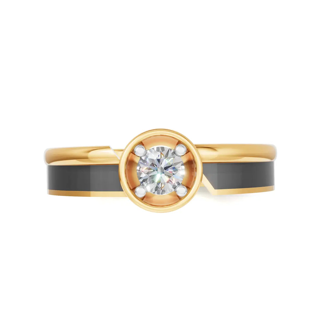 Onyx Solitaire Ring - 18Kt Gold vermeil