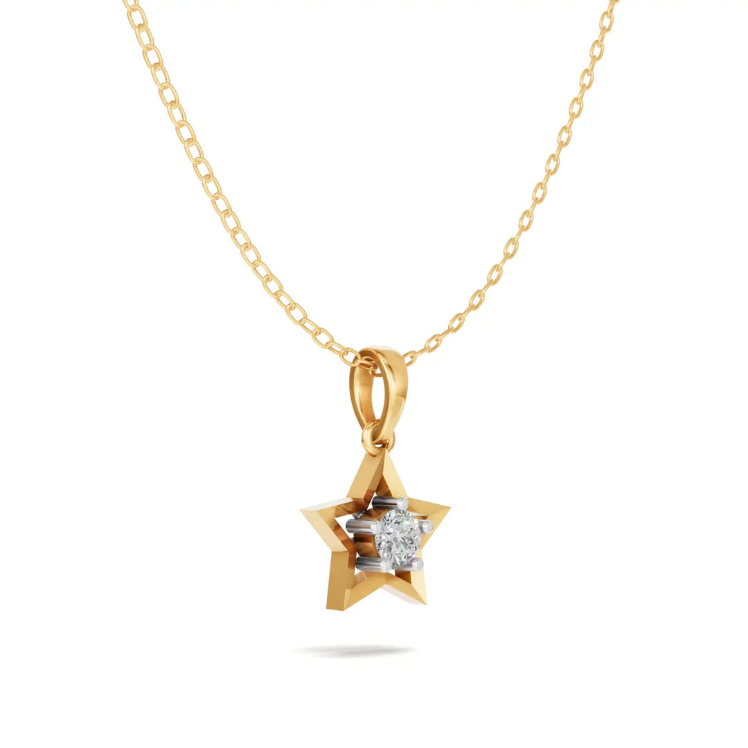 Open Star Diamond Pendant - 18Kt Gold vermeil
