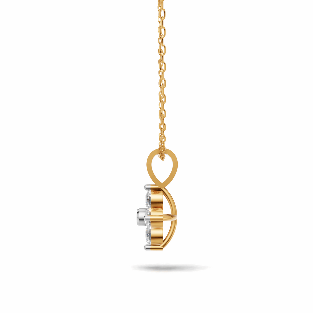 Flower Diamond Cluster Pendant - 18Kt Gold vermeil