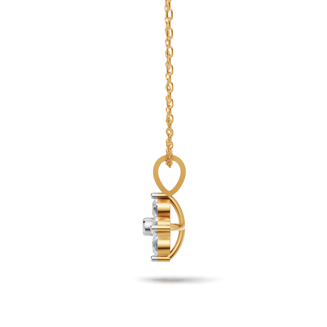 Flower Diamond Cluster Pendant - 18Kt Gold vermeil