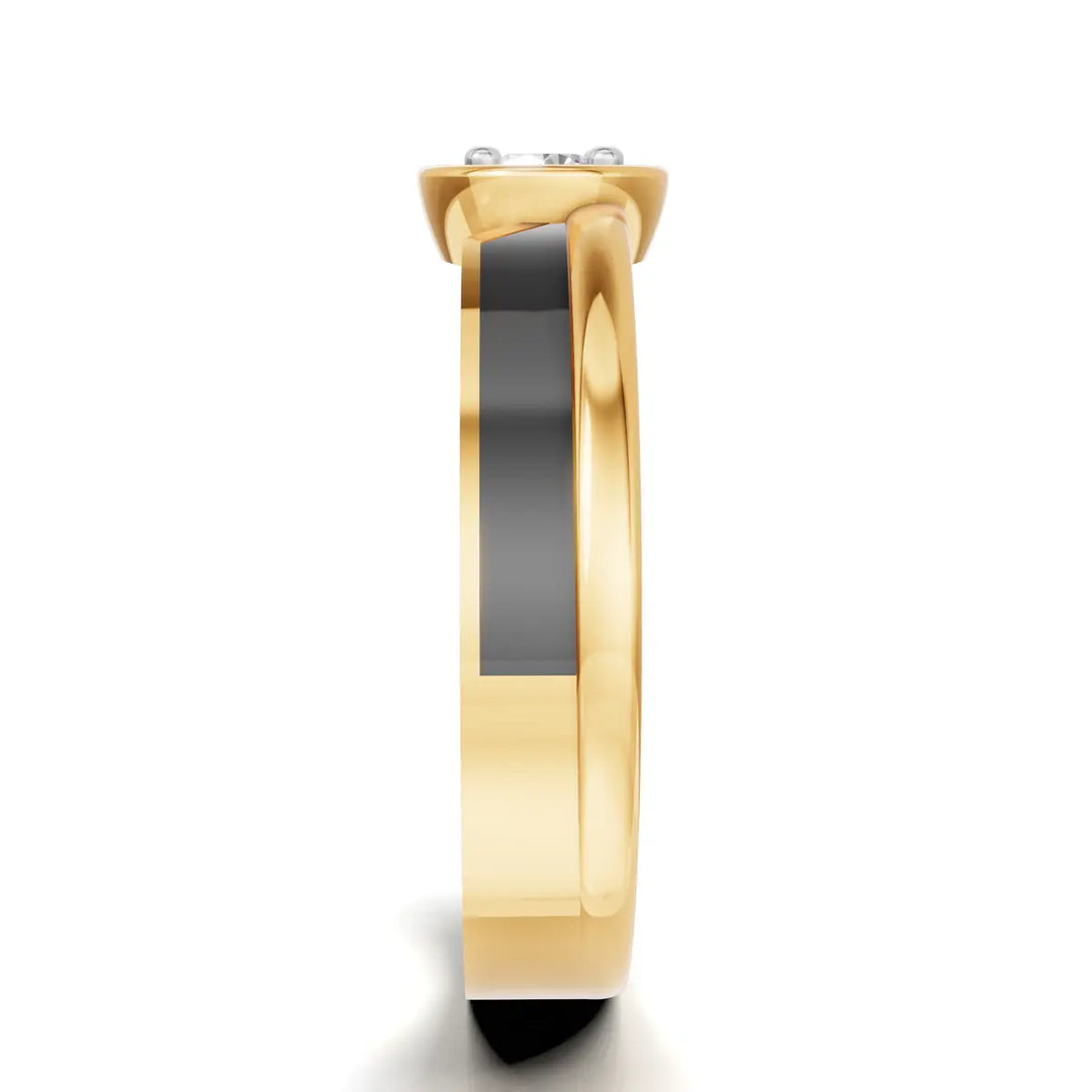 Onyx Solitaire Ring - 18Kt Gold vermeil
