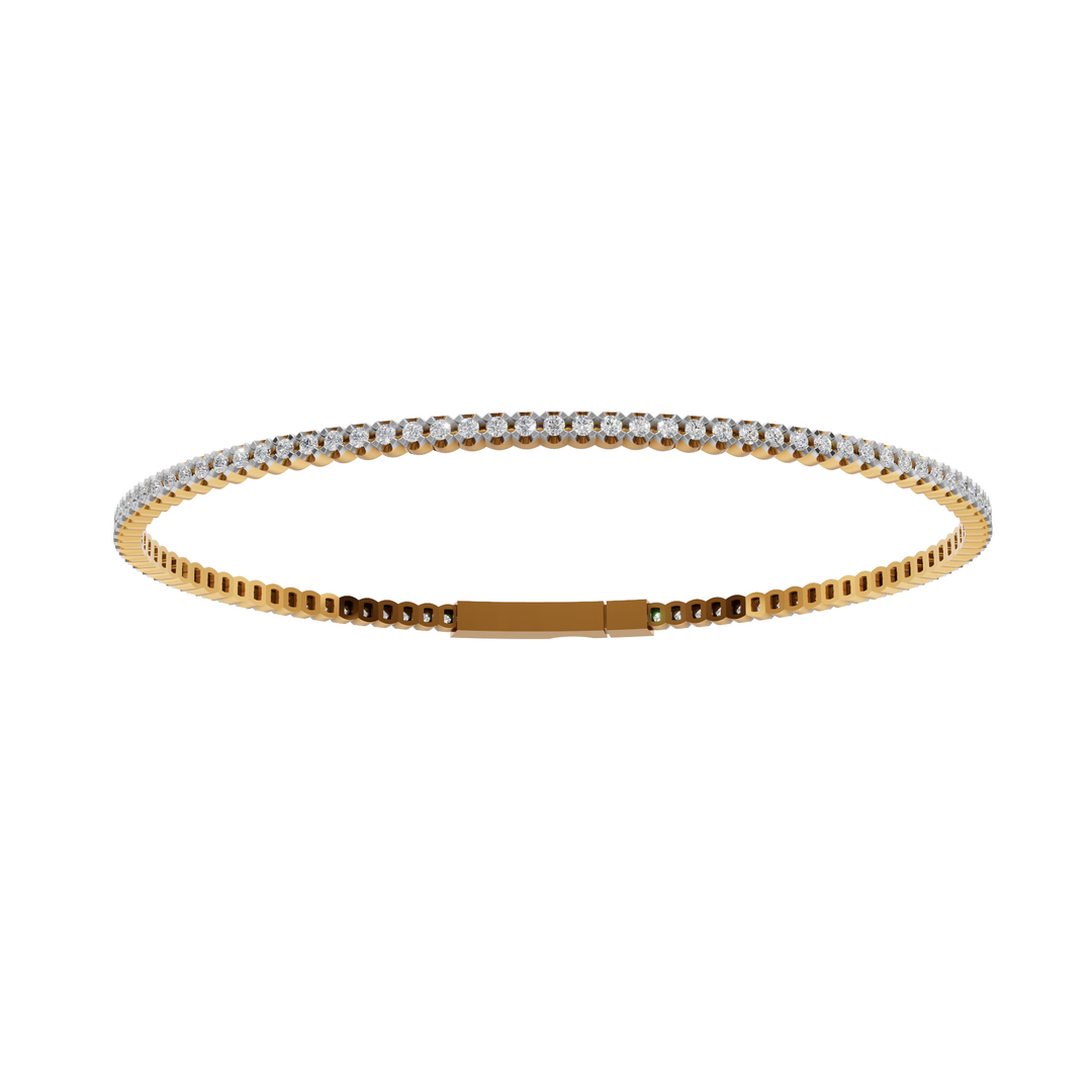 Tennis Bangle Bracelet - 18Kt Gold Vermeil & Rose Gold Vermeil