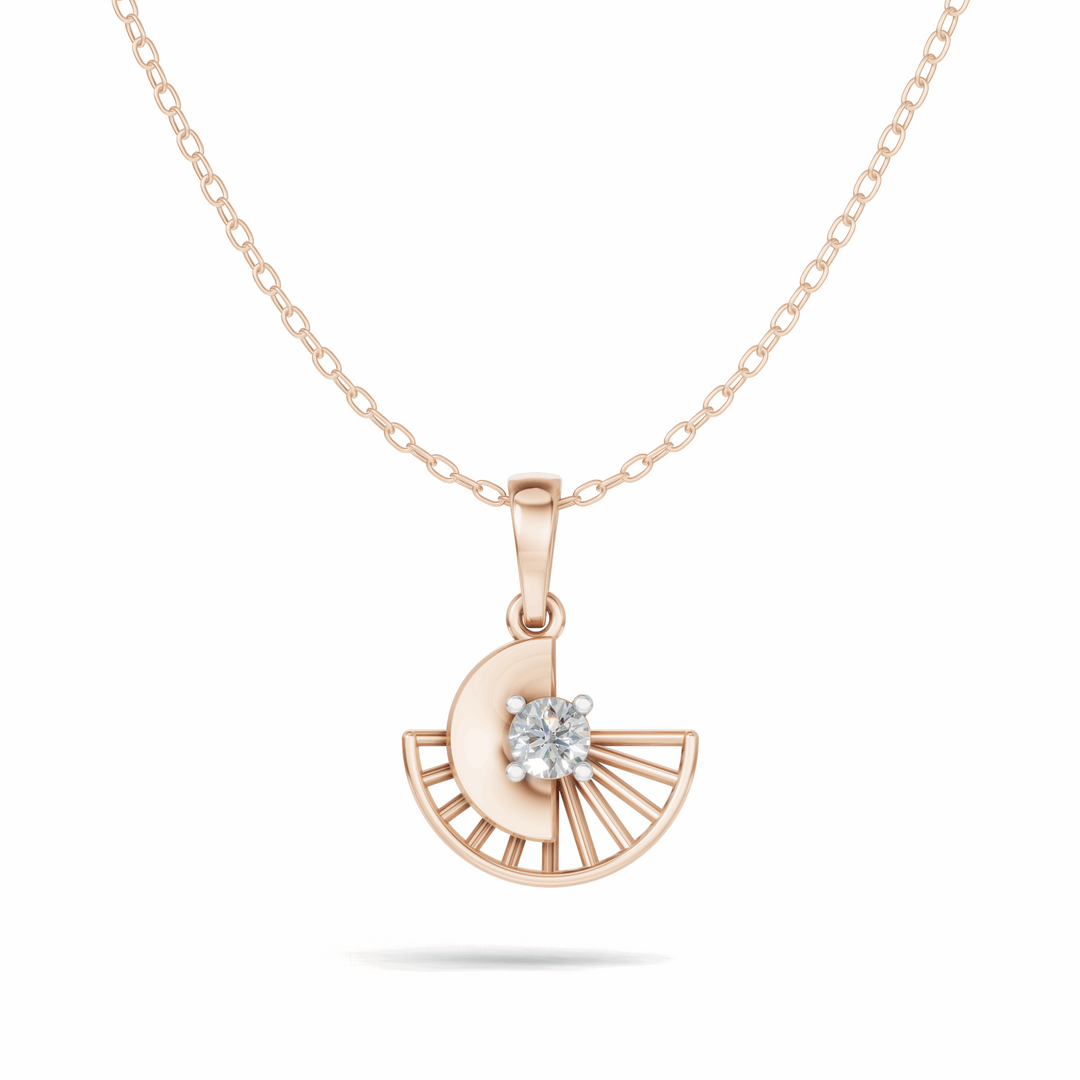 Diamond Sunburst Pendant(without chain) - 18Kt Rose Gold vermeil