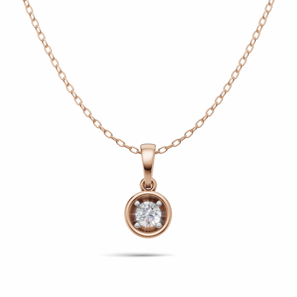 Bezel Set Diamond Solitaire Pendant(without chain) - 18Kt Rose Gold vermeil