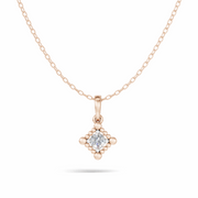 Beaded Edge Diamond Solitaire Pendant(without chain) - 18Kt Rose Gold vermeil