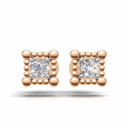 Beaded Edge Diamond Solitaire Earring - 18Kt Rose Gold vermeil