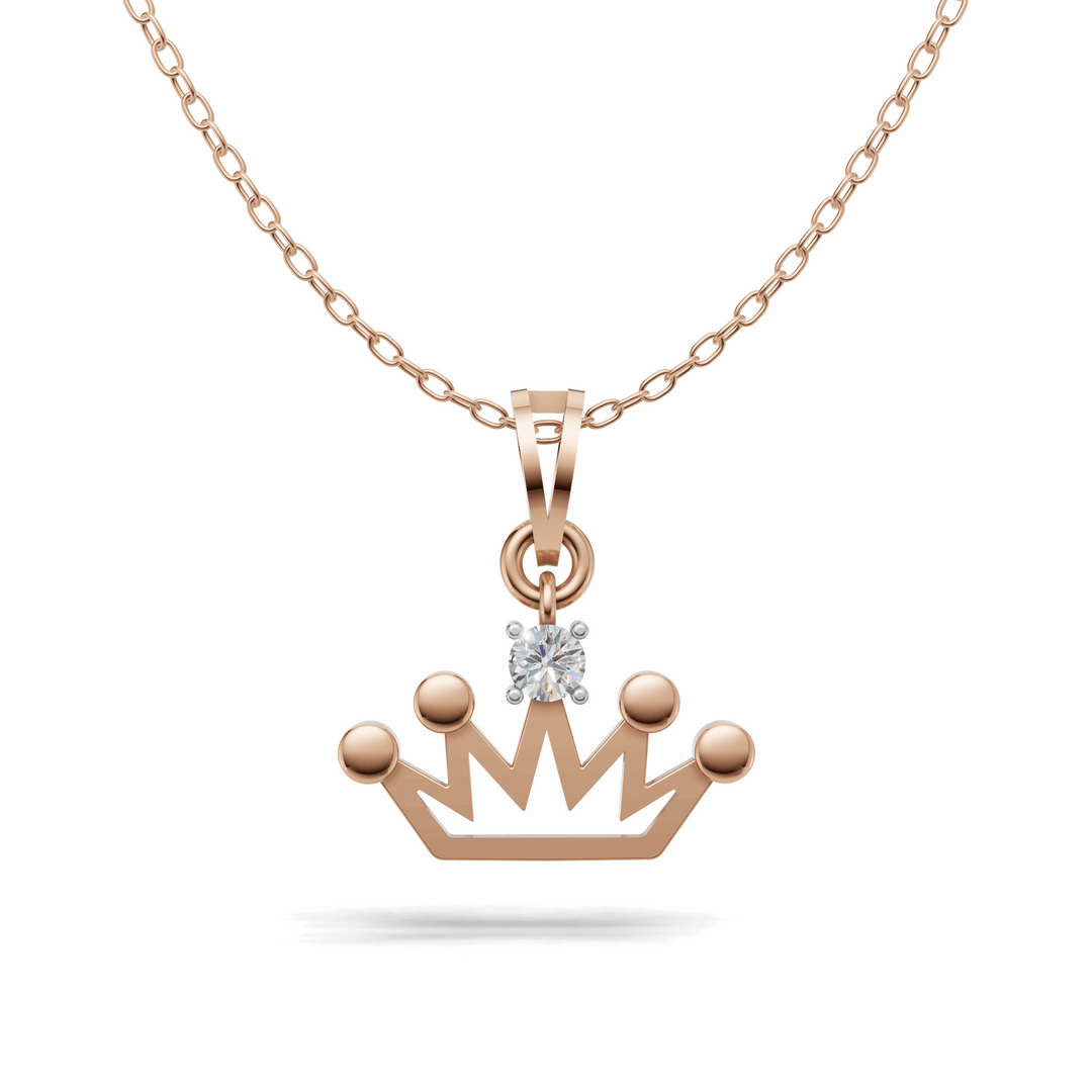 Princess Crown Pendant(without chain) - 18Kt Rose Gold vermeil