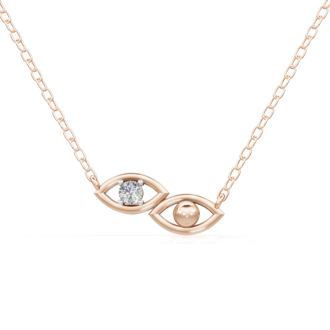 Evil Eye Diamond Pendant(without chain) - 18kt Rose Gold vermeil