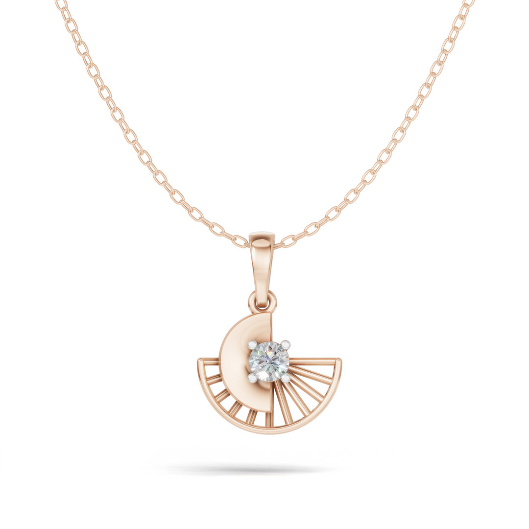 Diamond Sunburst Pendant(without chain) - 18Kt Rose Gold vermeil