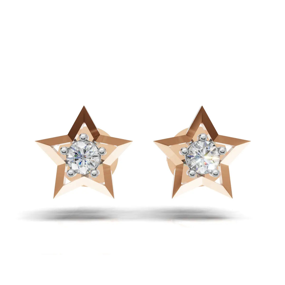Open Star Diamond Earring - 18Kt Rose Gold vermeil