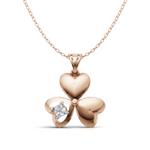 Load image into Gallery viewer, Heart Petal Clover Diamond Pendant(without chain) - 18Kt Rose Gold vermeil
