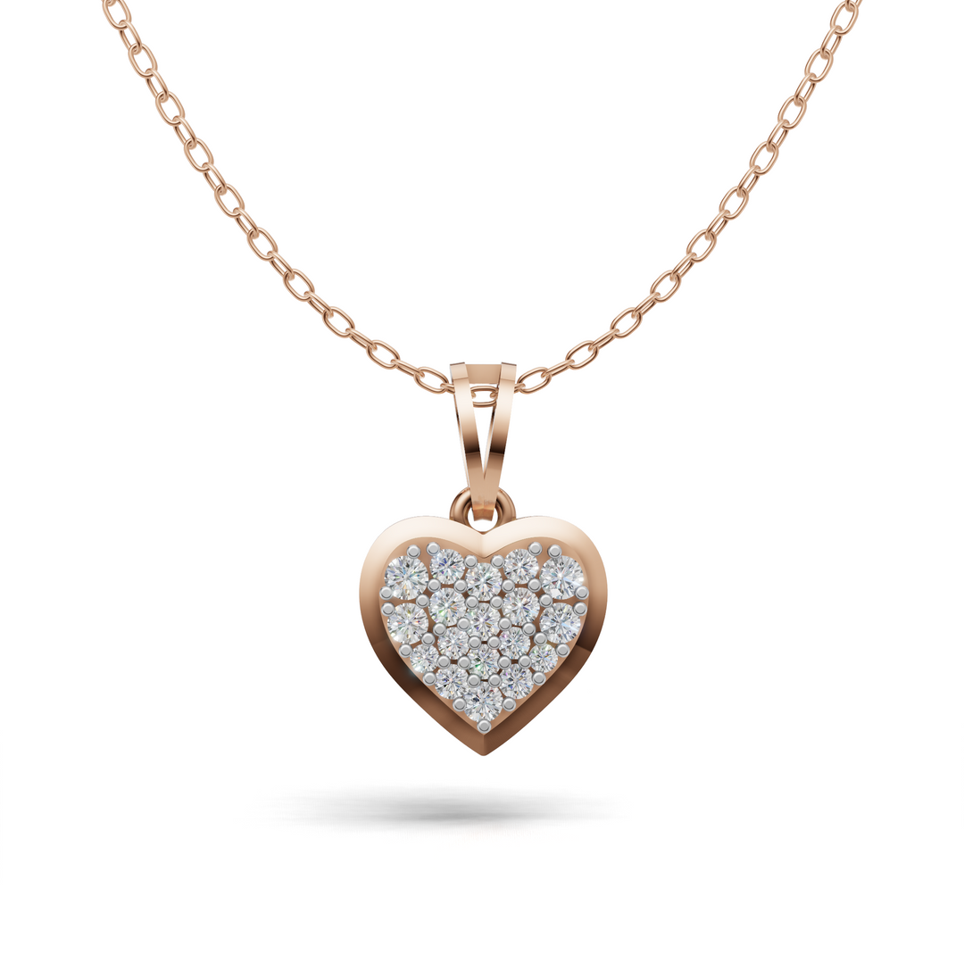 Diamond Flooded Heart Pendant(without chain) - 18Kt Rose Gold vermeil