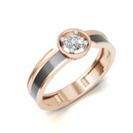 Load image into Gallery viewer, Onyx Solitaire Ring - 18Kt Rose Gold vermeil
