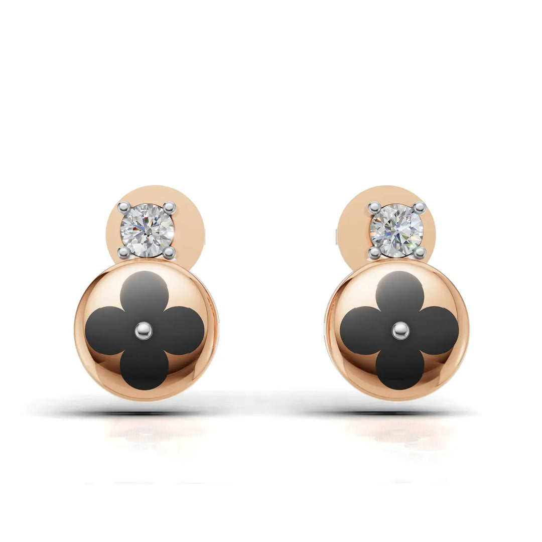 Luck & Sparkle Diamond Earring - 18Kt Rose Gold vermeil