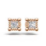 Load image into Gallery viewer, Beaded Edge Diamond Solitaire Earring - 18Kt Rose Gold vermeil

