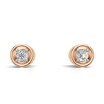 Load image into Gallery viewer, Bezel Set Diamond Solitaire Earring - 18Kt Rose Gold vermeil
