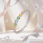 Multi-Color Oval Crystal Tennis Bracelet-6.5inch