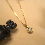 Load image into Gallery viewer, Bezel Set Diamond Solitaire Pendant - 18Kt Gold vermeil