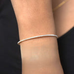 Load image into Gallery viewer, Tennis Bangle Bracelet - 18Kt Gold Vermeil &amp; Rose Gold Vermeil