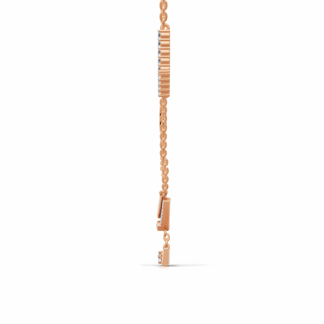 "Arrow of Light" Diamond Necklace-18Kt Rose Gold vermeil