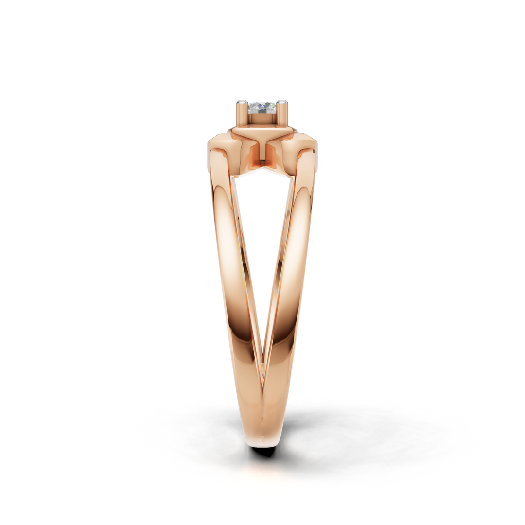 Criss-Cross Shank Diamond Solitaire Ring - 18Kt Rose Gold vermeil