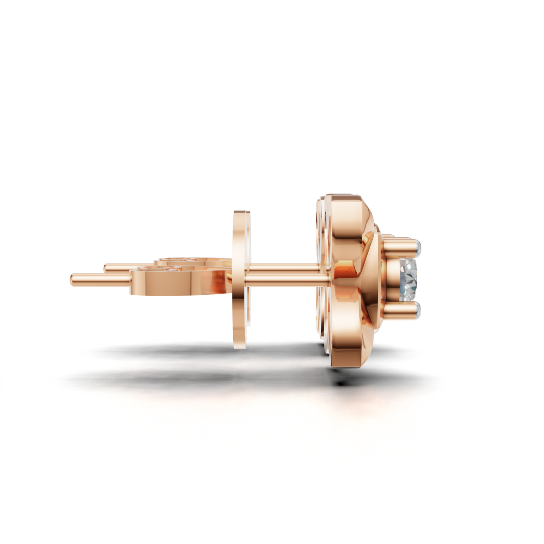 Criss-Cross Shank Diamond Earring - 18Kt Rose Gold vermeil
