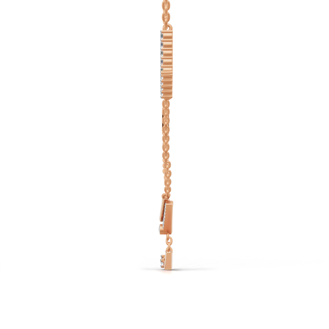 "Arrow of Light" Diamond Necklace-18Kt Rose Gold vermeil